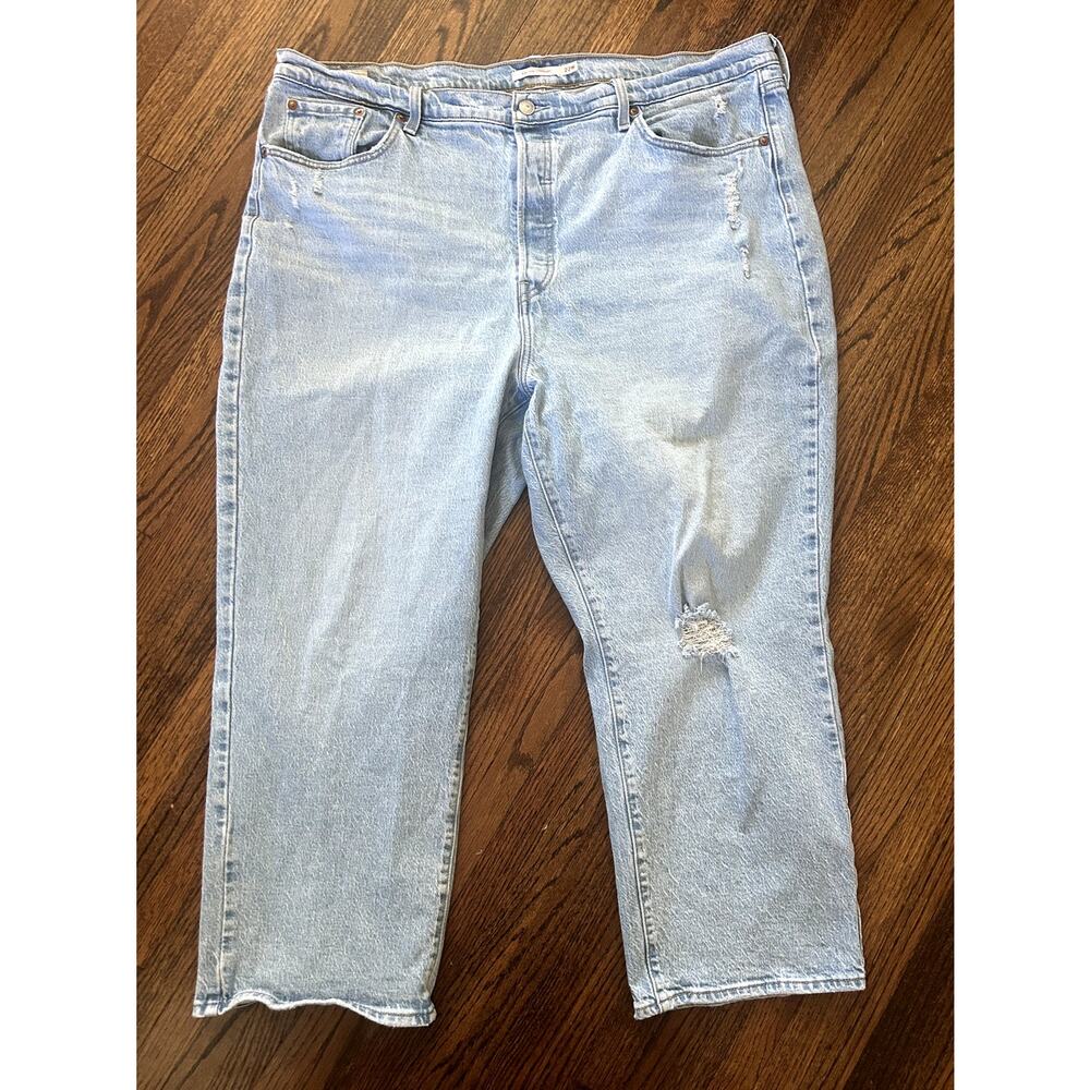 Levi's Women's Premium Denim Ribcage Straight Light Wash Denim Jeans - 22W